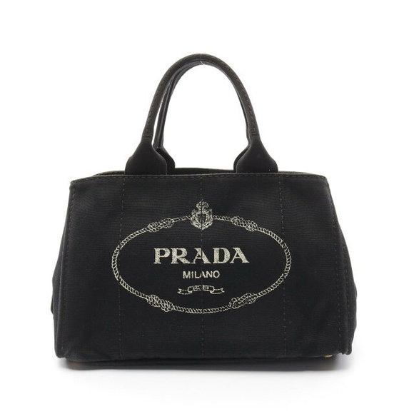 Prada Canvas Bag Tote Canapa Black - Picture 1 of 7